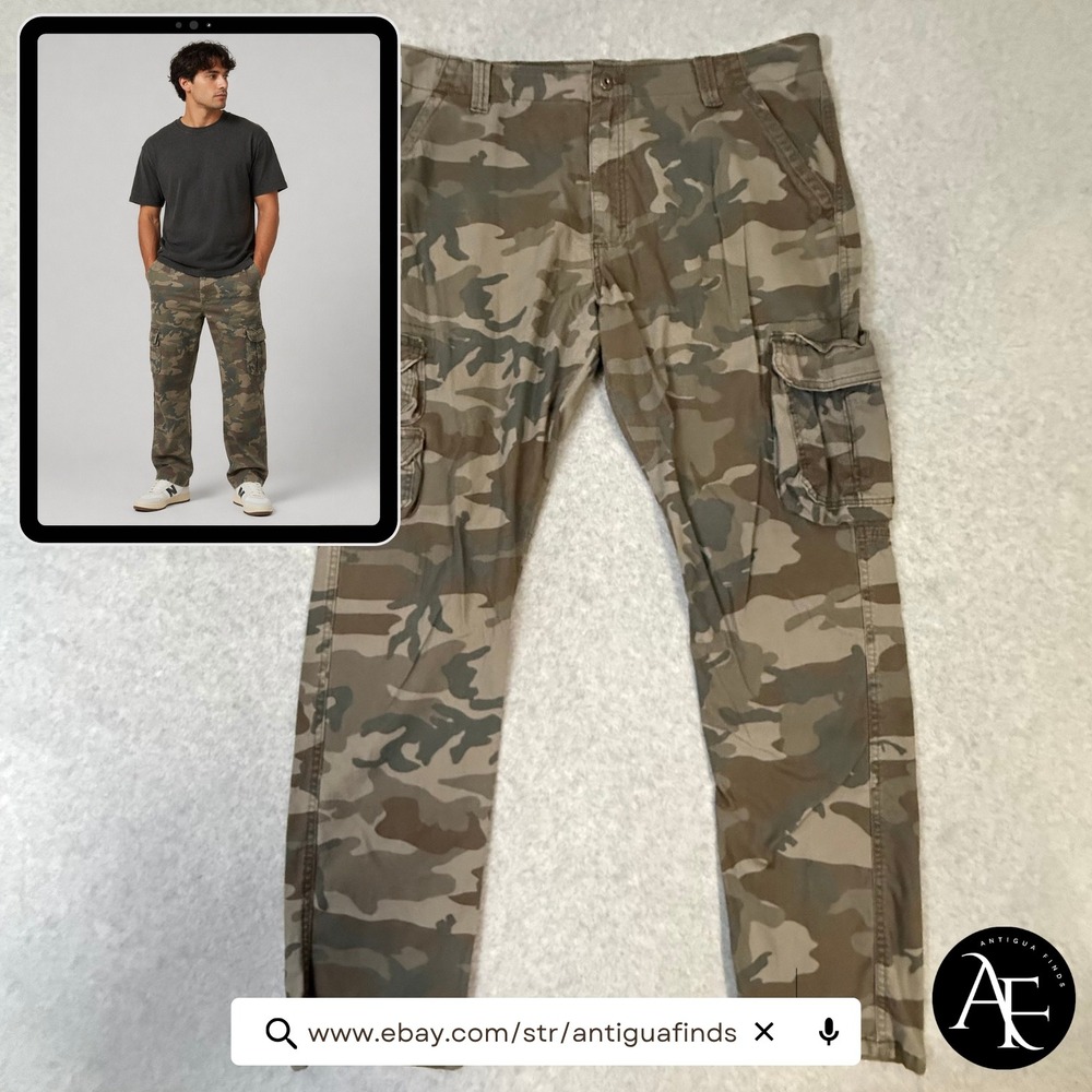 Wrangler Mens Regular Taper Camo Cargo Pants Grn/Brown Woodland Camouflage 38x31